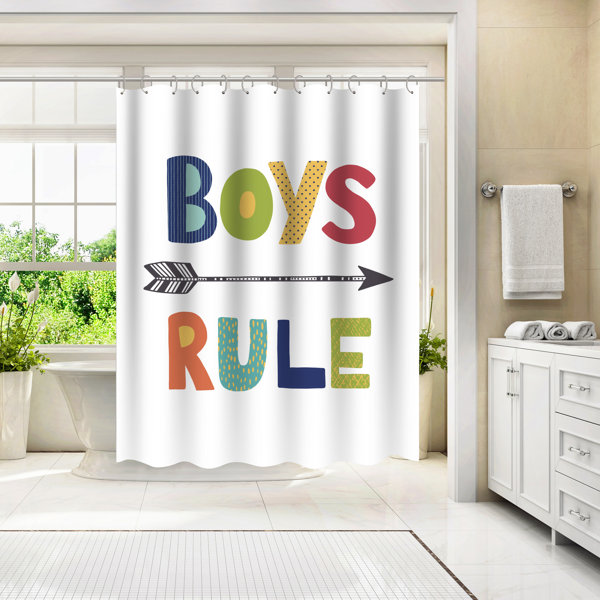 East Urban Home 71" x 74" Shower Curtain, Boys Rule by Lisa Nohren Wayfair